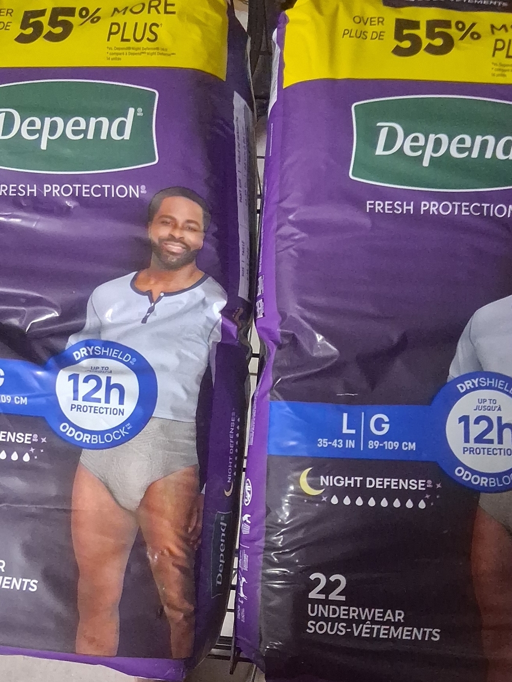 2 Brand New Pack Of MEN'S DEPEND underwear Sz L